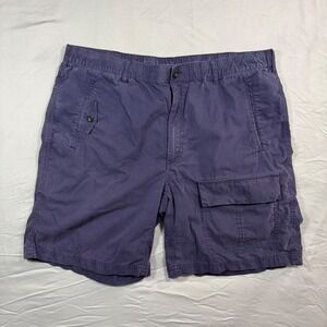 Orvis Mens Navy Blue Cargo Shorts Elastic Waist Sz 38 (36) Multi Pocket Utility